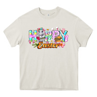 Cream Happy Easter Heavy Core Tee - CowhideDigitalArt