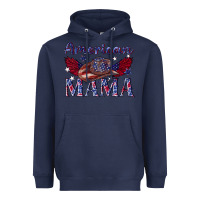 Navy American mama with cowboy Heavyweight Hoodie - texasbilliewilder