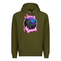 Army Green neon moon Premium Hoodie - JahusDesignShop