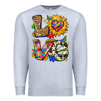 Heather Grey autism love Premium Sweatshirt - Zillion Design Studio