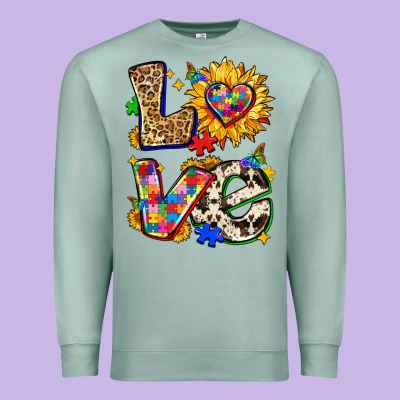Autism Love Premium Sweatshirt Designed By Zillion Design Studio
