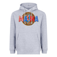 Heather Grey American mama with lightning bolt Heavyweight Hoodie - texasbilliewilder