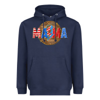 Navy American mama with lightning bolt Heavyweight Hoodie - texasbilliewilder