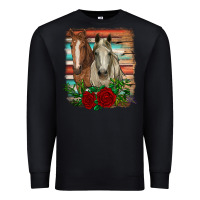 Black horses with roses Premium Sweatshirt - RanaPortraitStore