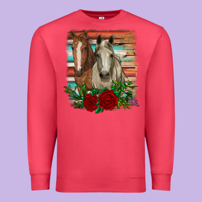 Horses With Roses Premium Sweatshirt Designed By Ranaportraitstore