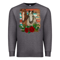 Charcoal Heather horses with roses Premium Sweatshirt - RanaPortraitStore
