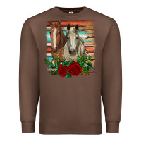 Chestnut horses with roses Premium Sweatshirt - RanaPortraitStore