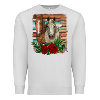 Dove Grey horses with roses Premium Sweatshirt - RanaPortraitStore