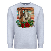 Heather Grey horses with roses Premium Sweatshirt - RanaPortraitStore
