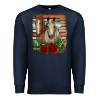 Navy horses with roses Premium Sweatshirt - RanaPortraitStore