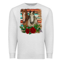 Oatmeal Heather horses with roses Premium Sweatshirt - RanaPortraitStore