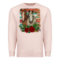 Pale Pink horses with roses Premium Sweatshirt - RanaPortraitStore