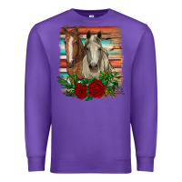 Purple horses with roses Premium Sweatshirt - RanaPortraitStore