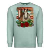 Seafoam horses with roses Premium Sweatshirt - RanaPortraitStore