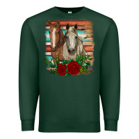 Sports Green horses with roses Premium Sweatshirt - RanaPortraitStore