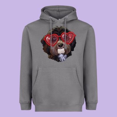 Heavyweight Hoodie havanese dog with love glasses