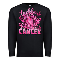 Black Tackle Cancer with Sunflower Premium Sweatshirt - texasbilliewilder