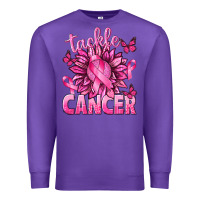 Purple Tackle Cancer with Sunflower Premium Sweatshirt - texasbilliewilder