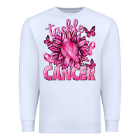 White Tackle Cancer with Sunflower Premium Sweatshirt - texasbilliewilder