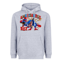 Heather Grey Amerisaurus rex Heavyweight Hoodie - texasbilliewilder