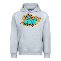 Heather Grey glitter leopard turquoise patch Urban Hoodie - AdoDesignShop