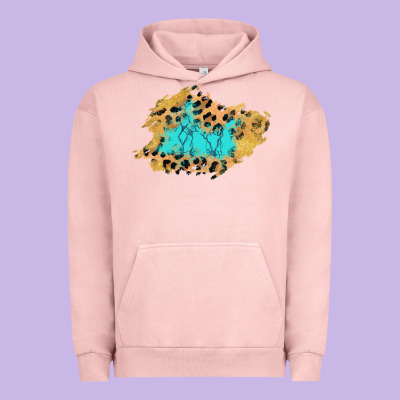 Glitter Leopard Turquoise Patch Urban Hoodie Designed By Adodesignshop