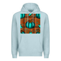 Blue Mist turquoise pumpkin plaid seamless pattern Premium Hoodie - BundleAndBundleShop