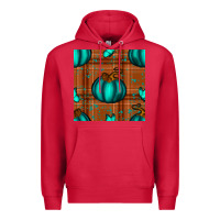 Cardinal turquoise pumpkin plaid seamless pattern Premium Hoodie - BundleAndBundleShop