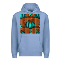 Colony Blue turquoise pumpkin plaid seamless pattern Premium Hoodie - BundleAndBundleShop