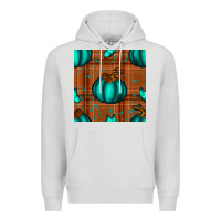 Dove Grey turquoise pumpkin plaid seamless pattern Premium Hoodie - BundleAndBundleShop