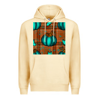 Pina Colada turquoise pumpkin plaid seamless pattern Premium Hoodie - BundleAndBundleShop