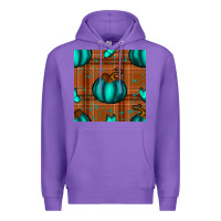 Purple turquoise pumpkin plaid seamless pattern Premium Hoodie - BundleAndBundleShop