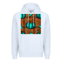 White turquoise pumpkin plaid seamless pattern Premium Hoodie - BundleAndBundleShop