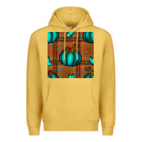 Antique Gold turquoise pumpkin plaid seamless pattern Premium Hoodie - BundleAndBundleShop