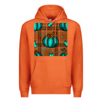Carrot turquoise pumpkin plaid seamless pattern Premium Hoodie - BundleAndBundleShop