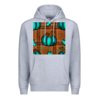 Heather Grey turquoise pumpkin plaid seamless pattern Premium Hoodie - BundleAndBundleShop
