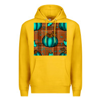Lemon turquoise pumpkin plaid seamless pattern Premium Hoodie - BundleAndBundleShop