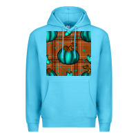 Ocean Blue turquoise pumpkin plaid seamless pattern Premium Hoodie - BundleAndBundleShop