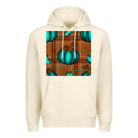 Sandshell turquoise pumpkin plaid seamless pattern Premium Hoodie - BundleAndBundleShop
