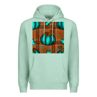Seafoam turquoise pumpkin plaid seamless pattern Premium Hoodie - BundleAndBundleShop