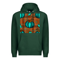 Sports Green turquoise pumpkin plaid seamless pattern Premium Hoodie - BundleAndBundleShop