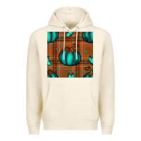 Tofu turquoise pumpkin plaid seamless pattern Premium Hoodie - BundleAndBundleShop