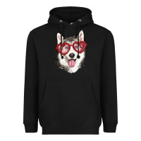 Black husky with love glasses Heavyweight Hoodie - RanaPortraitStore
