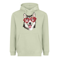 Matcha husky with love glasses Heavyweight Hoodie - RanaPortraitStore