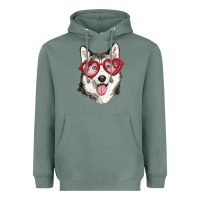 Sage husky with love glasses Heavyweight Hoodie - RanaPortraitStore