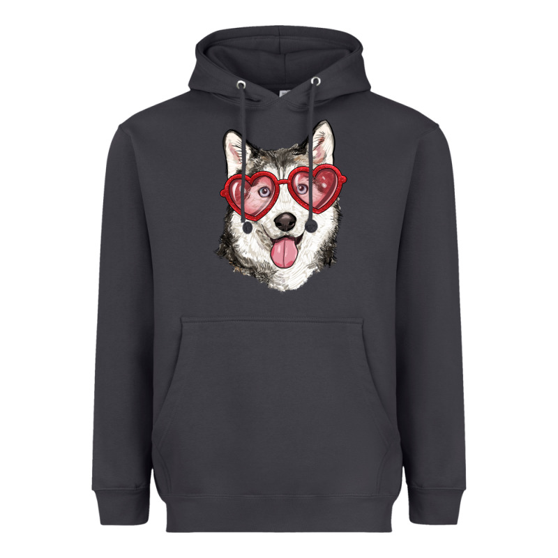 Husky With Love Glasses Heavyweight Hoodie by RanaPortraitStore | Teevron