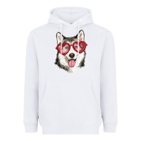 White husky with love glasses Heavyweight Hoodie - RanaPortraitStore