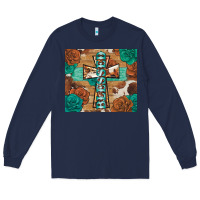 Navy blessed cross Long Sleeve Tee - BarkalooDesign