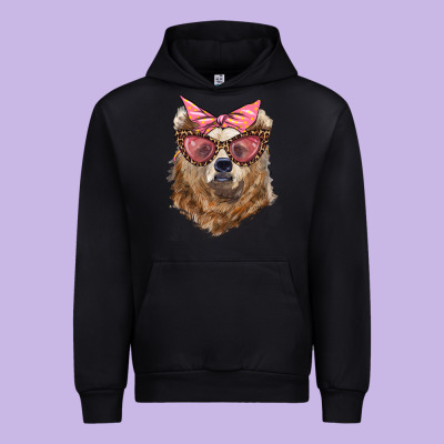 Mama Bear With Glasses And Bandana Urban Hoodie Designed By Artiststas