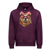 Mauve Wine mama bear with glasses and bandana Urban Hoodie - Artiststas